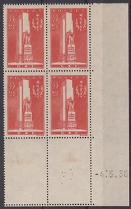 FRANCE SANTE N° 395 BLOC DE 4 COIN DATE 4.5.38 NEUF ** GOMME SANS CHARNIERE - Picture 1 of 2