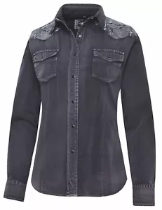Blusa de mujer blusa occidental Country Cowgirl Western Stars & Stripes »WILMA« - Imagen 1 de 3