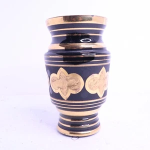 Vintage handbemalte Made in Belgium BOOM Gold und Schwarz Glas Vase Art Deco selten - Bild 1 von 11