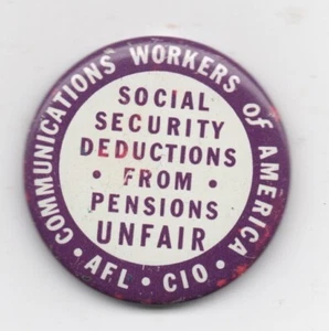 "Pinback vintage AFL CIO para trabajadores de comunicaciones de América ""Injusto" - Imagen 1 de 1