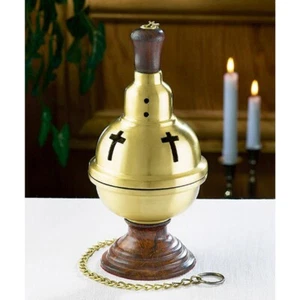 Brûleur à encensoir découpé à base en bois pour église ou sanctuaire 9 pouces - Photo 1 sur 2
