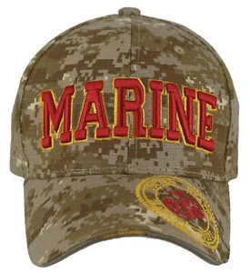 NEW! US MARINE CORPS BIG USMC BALL CAP HAT TAN ACU CAMO - Picture 1 of 4