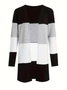 Plus Size Colorblock Open Front Cardigan Long Sleeve 5XL US 22 New Free Ship - Picture 1 of 2