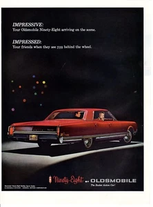 Anuncio de coche estampado vintage Oldsmobile noventa y ocho impresionante arte de coche 1965 - Imagen 1 de 2