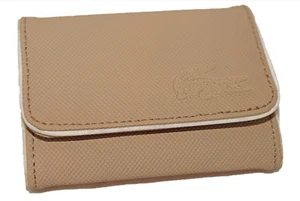 LACOSTE COIN PURSE Vintage L62 Classic Slg 4 Caramel White NEW - Picture 1 of 6