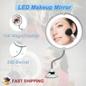 10X Magnifying Makeup Mirror With LED Light Cosmetic 360° Rotation Flexible AU - Picture 1 of 19