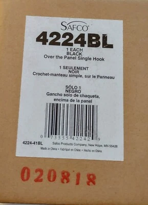 Gancho de capa individual sobre el panel Safco Products 4224BL, negro NUEVO EN CAJA Foto 1 de 2