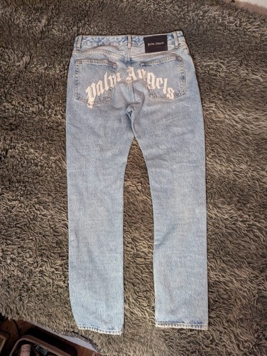 Jeans Palm Angels Back Logo 32 Autentici 100% Denim Lavato con QR Code