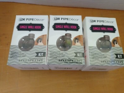 Juego de 3 ganchos para abrigo de decoración de tuberías industriales - Montados en pared de alta resistencia, rústicos...  Foto 1 de 4