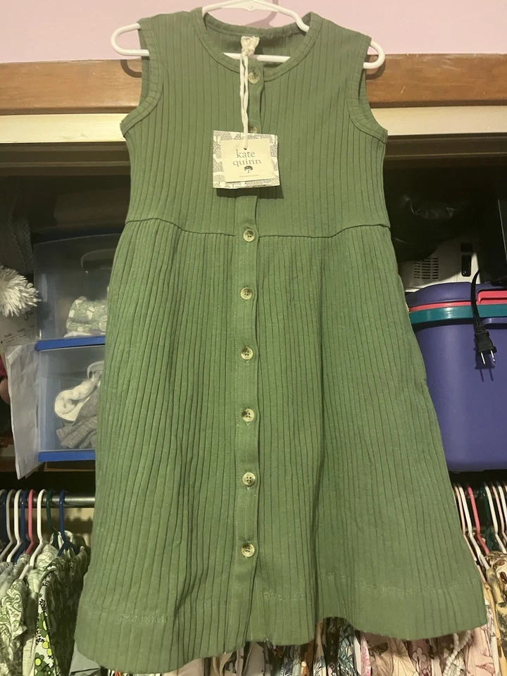 Vestido Kate Quinn tamanho 5 anos sebe verde costela larga frete grátis - Imagem 1 de 1