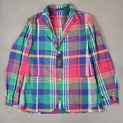Polo Ralph Lauren Blazer Mens 42R Madras Plaid Sportcoat Jacket Unstructured NWT - Image 1 of 4