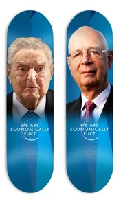 FUCT Skateboard Set Soros Schwab RARE Sealed WE ARE ECONOMICALLY FUCT Shirt L - Picture 1 of 6