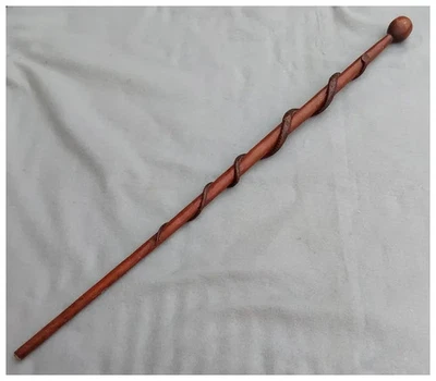 Antique Primitive Hand Carved Folk Art Cane, Walking Stick with Snake - Image 1 of 4