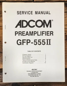 Adcom GFP-555 MK2 II Preamp / Preamplifier Service Manual *Original* - Picture 1 of 1
