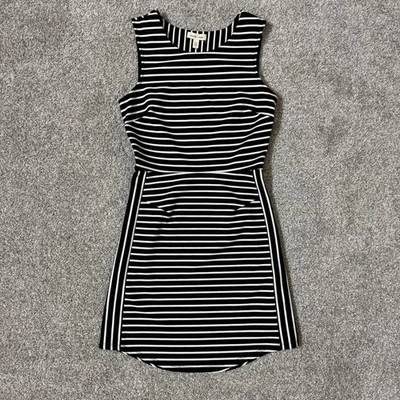 Silence + Noise Dress Womens Small Black White Stripe Bodycon Mini Stretch - Image 1 of 4
