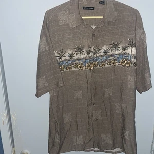 Camisa Hawaiana Pierre Cardin De Colección Para Hombres L Marrón Años 90 Rayón Aloha Camp - Imagen 1 de 8