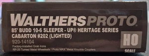 NEW WALTHERS PROTO UP HERITAGE 85' BUDD 10-6 SLEEPER CARBARTON #202 LIGHTED - Picture 1 of 2