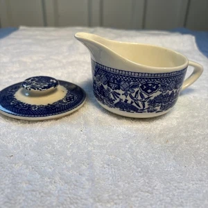Blue Willow Milchkännchen und Zuckerdeckel - Bild 1 von 5