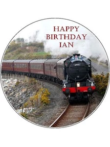 Personalised Steam Train 7.5" Round Edible Icing Cake Topper #2 - Picture 1 of 1