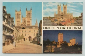 POSTKARTE Lincoln Cathedral, Multiview, bei Nacht - Bild 1 von 2