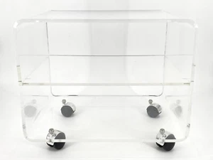 * COUCHTISCH PLEXIGLAS ACRYLGLAS 1970ER VINTAGE ROLLWAGEN HIFI SPACE AGE - Bild 1 von 9
