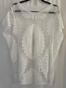 Camicetta Cupshe donna bianca girocollo fantasia pizzo floreale XL - Foto 1 di 4