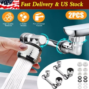 2X 1080° Swivel Faucet Aerator Universal Fit with Rotate Robotic Arm Extension - Picture 1 of 8