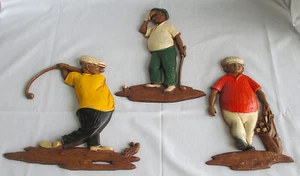Juego de 3 golfistas vintage de metal Sexton 1967 arte para colgar en la pared - Imagen 1 de 14