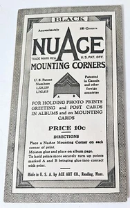 Vintage NuAce Mounting Corners Original Packet Black New Old Stock Nu Ace - Picture 1 of 2
