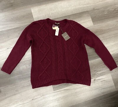 Suéter Pullover Tommy Bahama Larchmont Cable Mujer Talla Grande Borgoña NUEVO NUEVO CON ETIQUETAS Foto 1 de 4