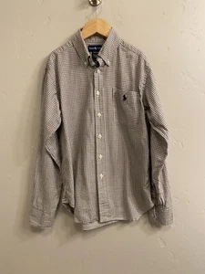 Ralph Lauren Polo Boys Small 8/10 Burgundy & Blue Check Long Sleeve Dress Shirt - Picture 1 of 12