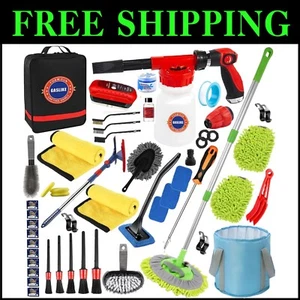 All-in-One 56Pcs Car Cleaning Supplies with Durable Storage Bag and Foam Gun - Picture 1 of 8