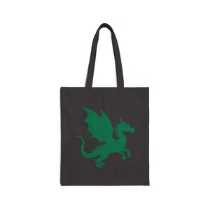 Green Dragon Fantasy Tote Bag, Dragon Lover Gift, Reusable Bag, Canvas Handbag - Picture 1 of 9