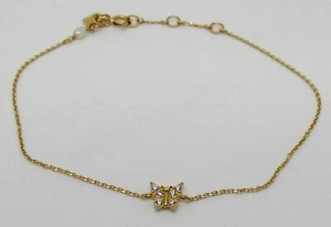 14CT YELLOW GOLD VERY FINE CABLE LINK ADJUSTABLE BRACELET WITH BUTTERFLY & PEARL - Picture 1 of 10