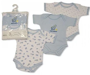 3 piece Blue Brand new Baby Patterned Short Sleeve Sleep Body suits in Boy -BNWT - Picture 1 of 1