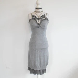 Abito vintage anni 00 2000 y2k deadstock nuovo con etichette maglia midi grigio estetico versatile M - Foto 1 di 8