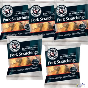 Midland Snacks Traditional Pork Scratchings 40g Perfect Gift - Picture 1 of 4