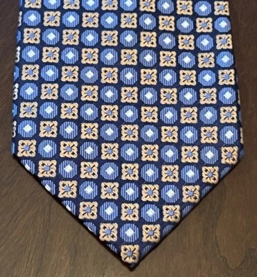 Corbata de cuello Egara azul dorado 100 % seda para hombre hecha en China XL Foto 1 de 4