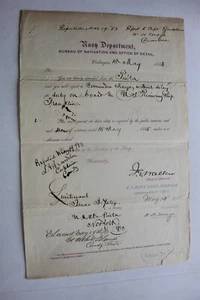 MARINEABTEILUNG DOKUMENT 1883 - COMMADORE W K MAYO / ADM J G WALKER AUTOGRAMME - Bild 1 von 4