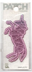 1pc Rearing Unicorn Iron-On Patch Applique Simplicity Pink Sparkle 1.75 x 3.5" - Picture 1 of 3