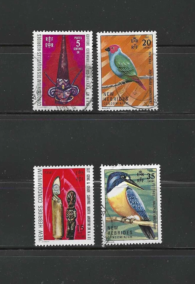 NEW HEBRIDES , BRITISH , 1972 , ARTIFACTS & BIRDS , SET OF 4 STAMPS , VLH/USED - Image 1 of 1