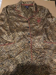 Chaps Womens Ralph Lauren Leopard Cheetah Pajamas Set 2 pc Top XL / Pants XXL - Picture 1 of 7