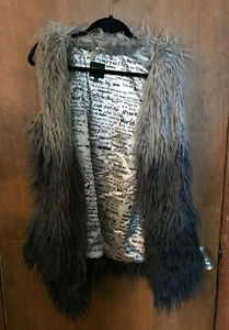 LYRIC CULTURE 3 SHADES OF GRAY FAUX FUR SLEEVELESS VEST SIZE 1X - Picture 1 of 2