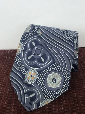 Murano 现代男式领带海军蓝带 100% 真丝手工定制全新无标签 — 第 1/4 张图片