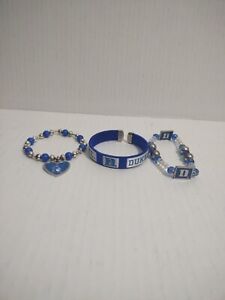 Lot of 3 Duke Blue Devils Womens Mens Bead Bracelet Gift Hearts 