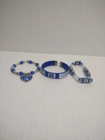 Lot of 3 Duke Blue Devils Womens Mens Bead Bracelet Gift Hearts Cover