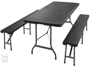 GOVITA Set Tavolino Pieghevole Set tenda da birra Mobili da 3 pezzi 180cmx74cm - Foto 1 di 2