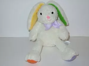Animal Aventura Blanco Conejo Peluche Animal Peluche Colorido Amarillo Verde - Imagen 1 de 3