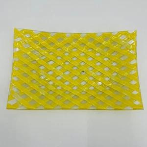 Anatolien Glas geflochten rechteckige Glasplatte 12”x7” verschmolzene türkische Platte - Bild 1 von 6
