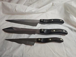 Vintage EKCO Arrowhead Flint Set Of 3 Stainless Steel Made In The USA  Knives - Picture 1 of 15